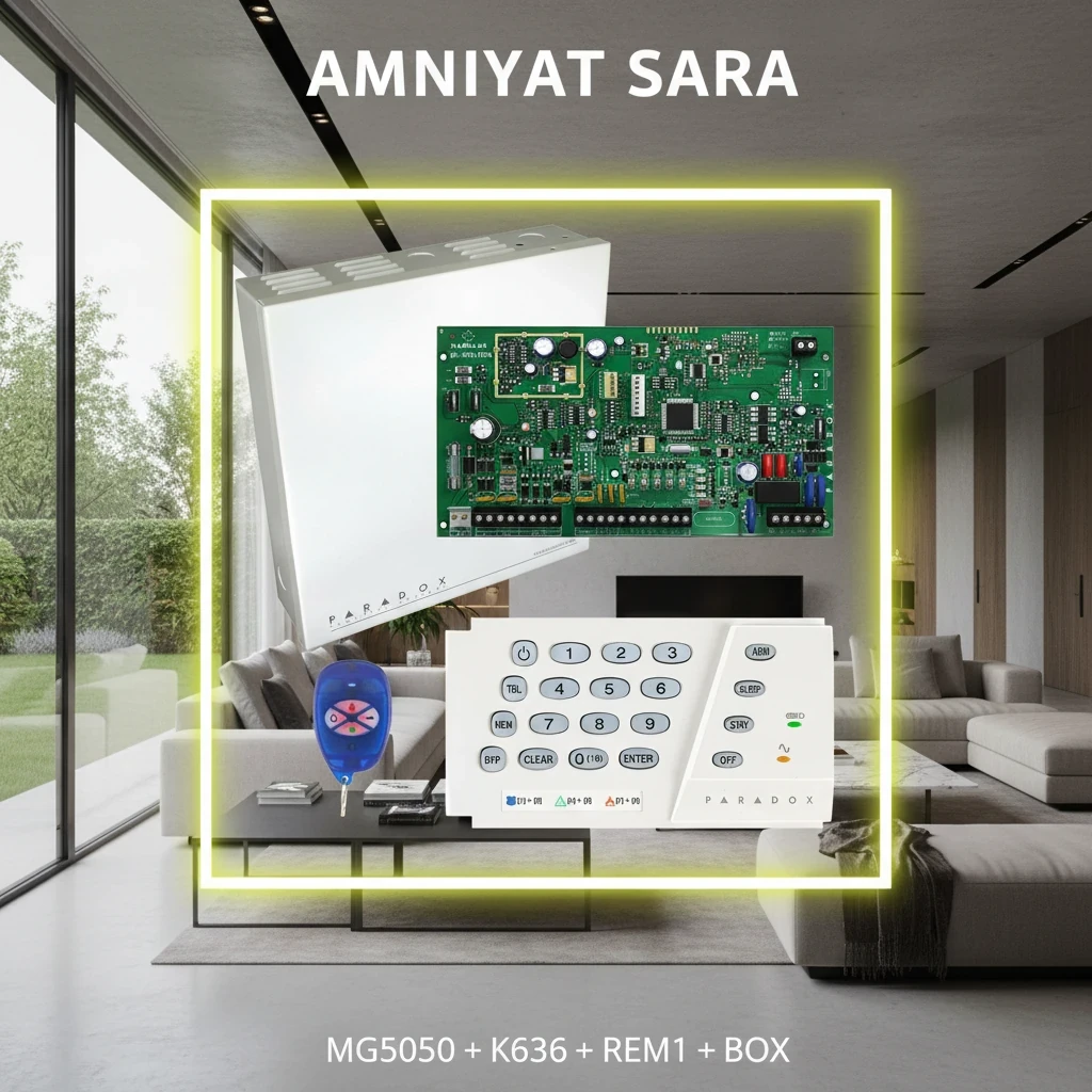 پکیج دزدگیر پارادوکس MG5050 با کیپد K636LED و ریموت REM1 برای ویلا