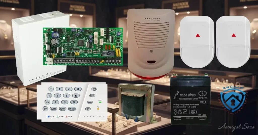 پکیج دزدگیر طلافروشی با دو چشمی nv5 و آژیر 506 , sp4000 k636